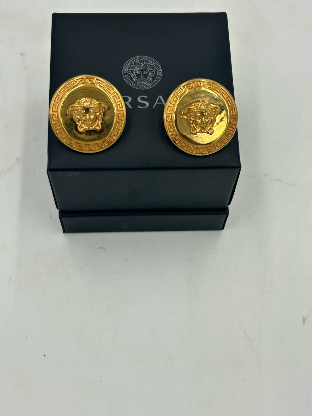 Women's Versace Medusa tribute gold pierced earrings made in Italy